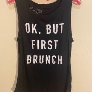 Ok but first brunch black ribbed tank medium